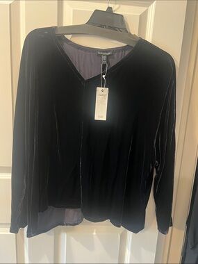 Eileen Fisher Noctn dolman sleeve Velvet V-Neck Long Sleeve Top